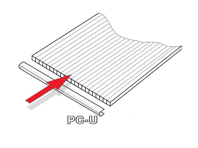 PC U-profil 4 mm pre oblúkový skleník dĺžka 2,10 m (1 ks) LG2363